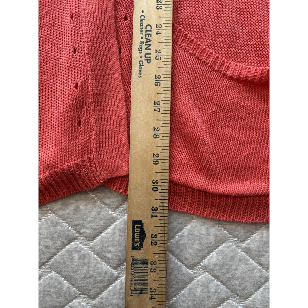 J Jill Love Linen Sweater Womens Small Coral Pink Orange Cardigan Lightweight - Picture 8 of 8